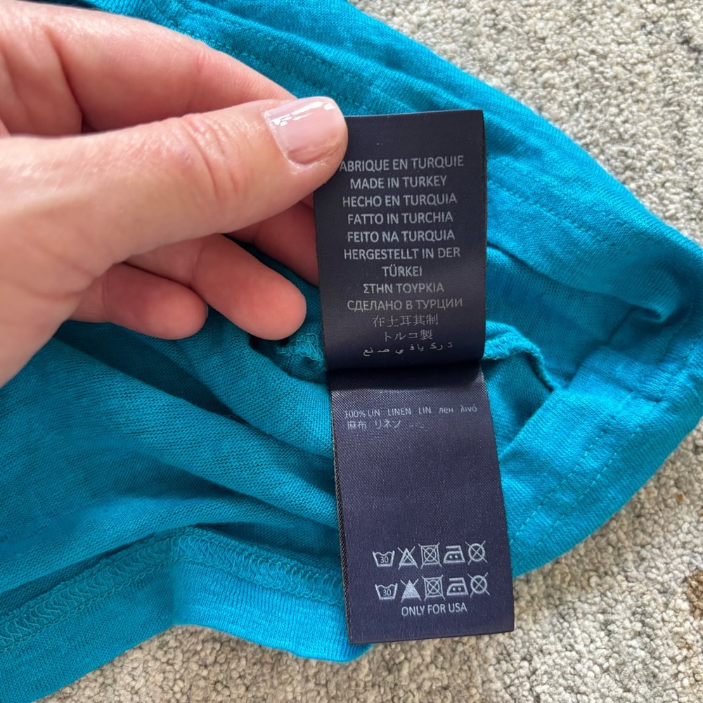 VILEBREQUIN LINEN SHORT SLEEVE T SHIRT CASUAL COOL BLUE LARGE EFFORTLESS Women - Picture 5 of 8